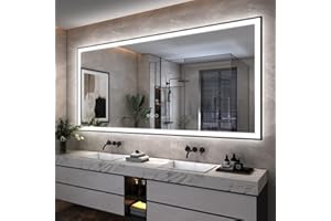 SMIROR 84x40 Led Bathroom Mirrors with Black Trim, Lighted Vanity Mirrors for Wall, 3 Colors, Dimmable, Anti-Fog, Memory, Shatterproof, ETL Listed (Front Lit and Backlit Separated Control)
