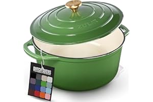 Zulay Kitchen 6.4 Quart Enameled Cast Iron Dutch Oven Pot with Lid Oven Safe up to 500°F. Heavy-Duty Enameled Cast Iron for S