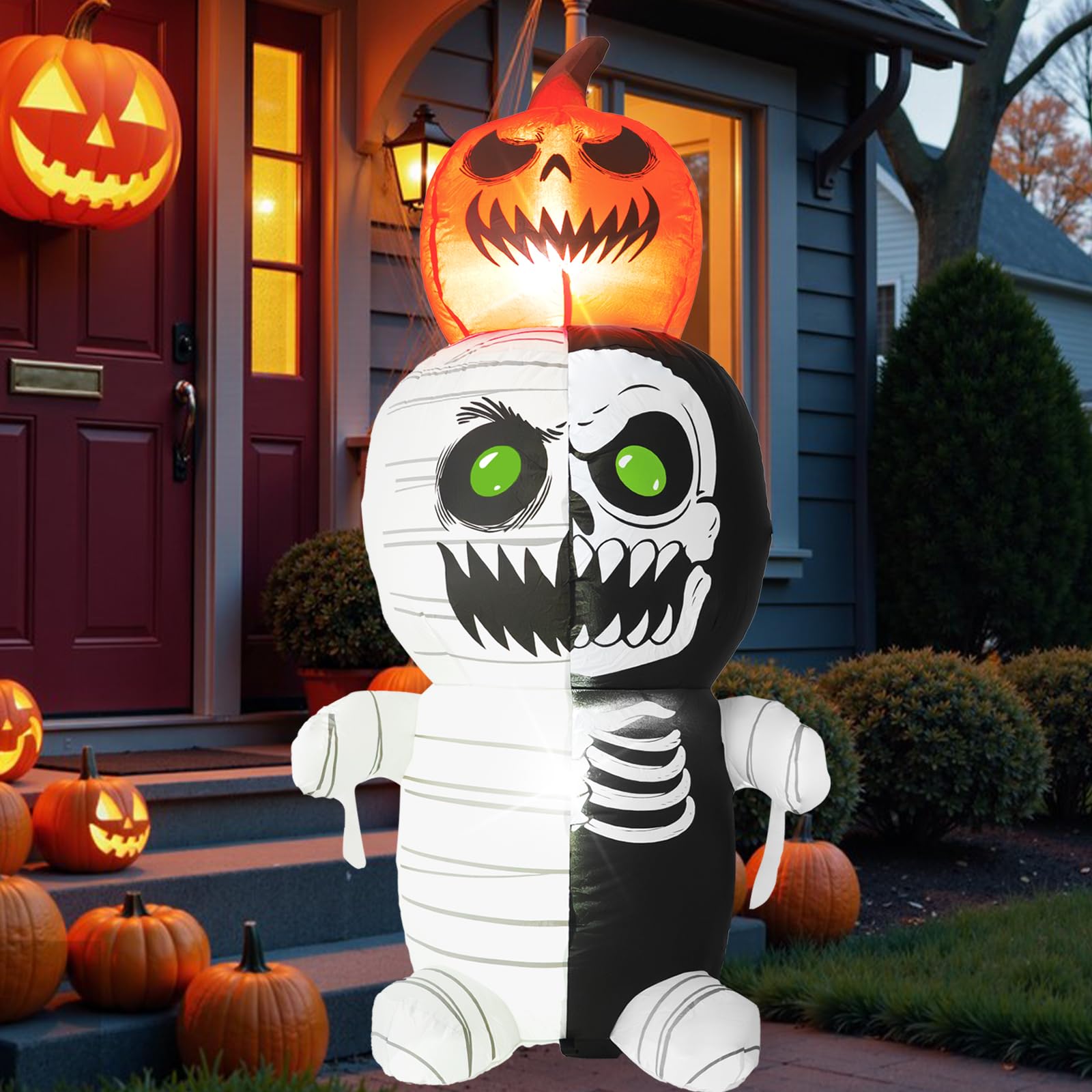 Photo 1 of InfleasJoiy 5FT Pumpkin Zombie Halloween Decoration with Built-in LED Light, Suitable for Lawn, Yard, Garden, Terrace Halloween Outdoor Inflatable Decoration