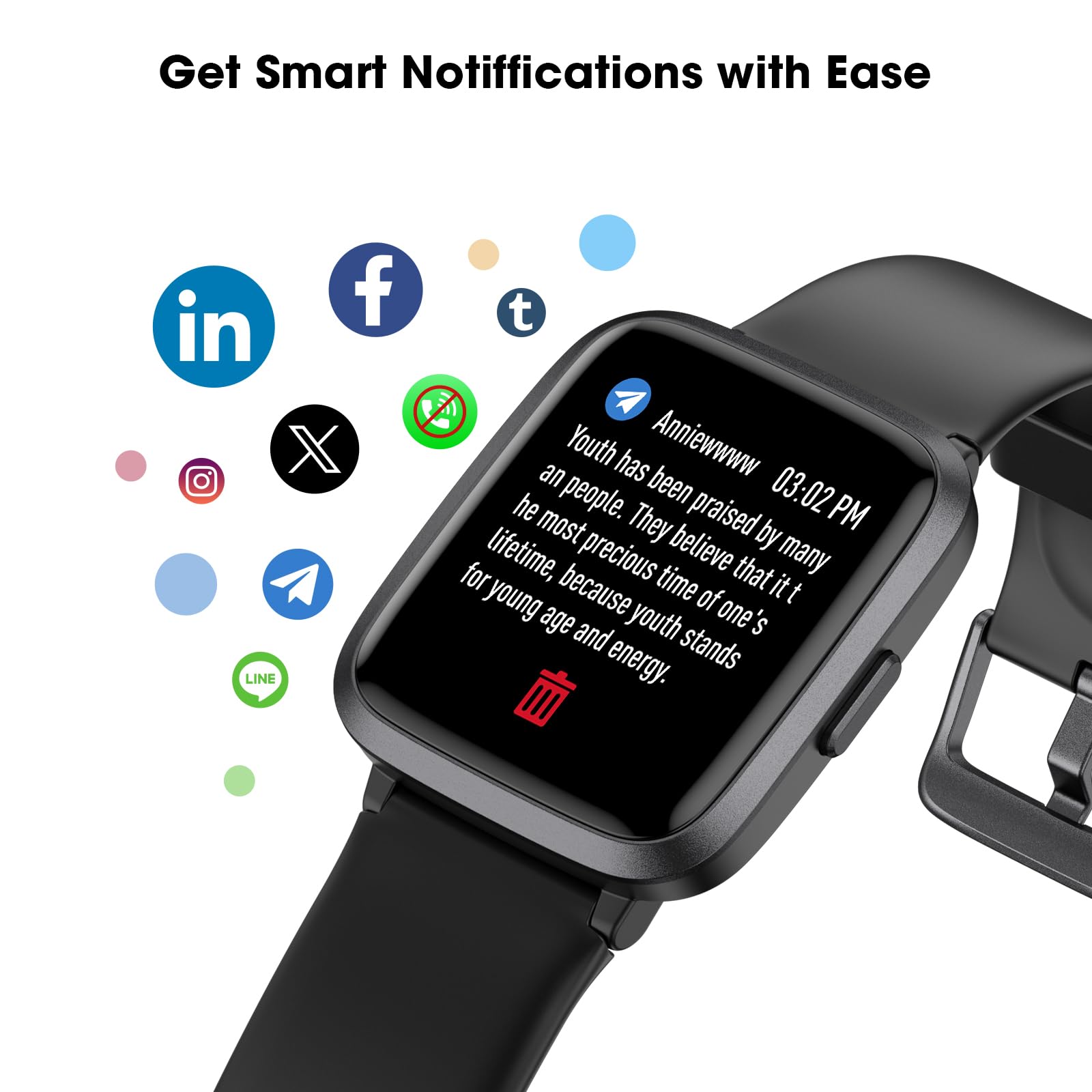LIVIKEY Fitness Tracker Watch with Heart Rate Monitor, Large Screen Activity Tracker with Pedometer, Sleep Monitor, Calories & Step Counter, 5ATM Waterproof Smart Watch for Women Men Fitness Watch for Sports