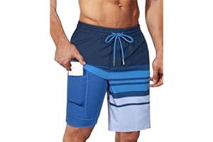 SURF CUZ 9" Mens Swim Trunks with Compression Liner Bathing Suits 2 in 1 Stretch Zipper Pockets Quick Dry