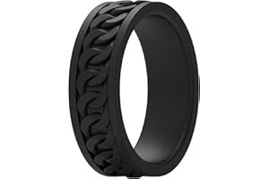 ThunderFit Silicone Wedding Rings for Men, Chain Design Rubber Engagement Bands 7mm Wide 2mm Thick - 1/4/7 Variety Multipack