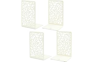CNK Book Ends Bookends for Decorative Books Holder Bookend Shelves End Hold Heavy Duty Holders Stoppers Metal Stopper Cute Boho Bookshelf Holds Cookbook Office Home Set of 4 Bookends Pair White