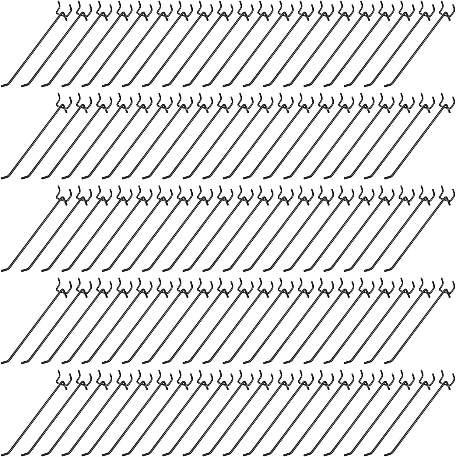 TESIN 100 Pack Peg Board Shelving Hooks, Stainless Steel Pegboard Hooks, Metal Display Hooks, Hanging Peg Board Holders Wall Hooks for 1/8 and 1/4 Pegboard for Garage Storage Organizer (8 Inch)