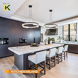 Benkut Modern LED Pendant Light Dimmable Black LED