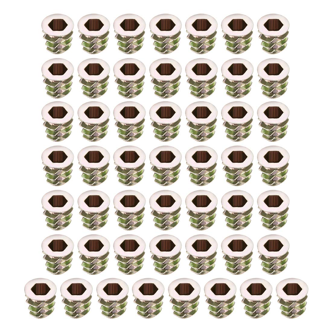 sourcing map Furniture Threaded Insert Nuts Zinc Alloy M5 Internal Threads 10mm Length 50pcs