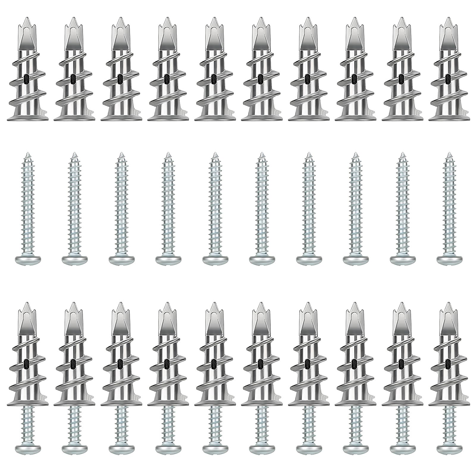 Nadisean 80 Pcs Plasterboard Fixings and Screws, Self Drilling Plasterboard fixings Anchors, Metal Heavy Duty Screws Wall Plugs Set for Plasterboard