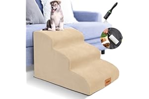 Lesnox Foam Dog Stairs/Steps, 3 Tiers Pet Ramp/Ladder with Waterproof Cover for Bed Couch Sofa, Non-Slip, Dog Stair for Small Dogs Cats with Old/Injured/Short-Legged, 15.7" H