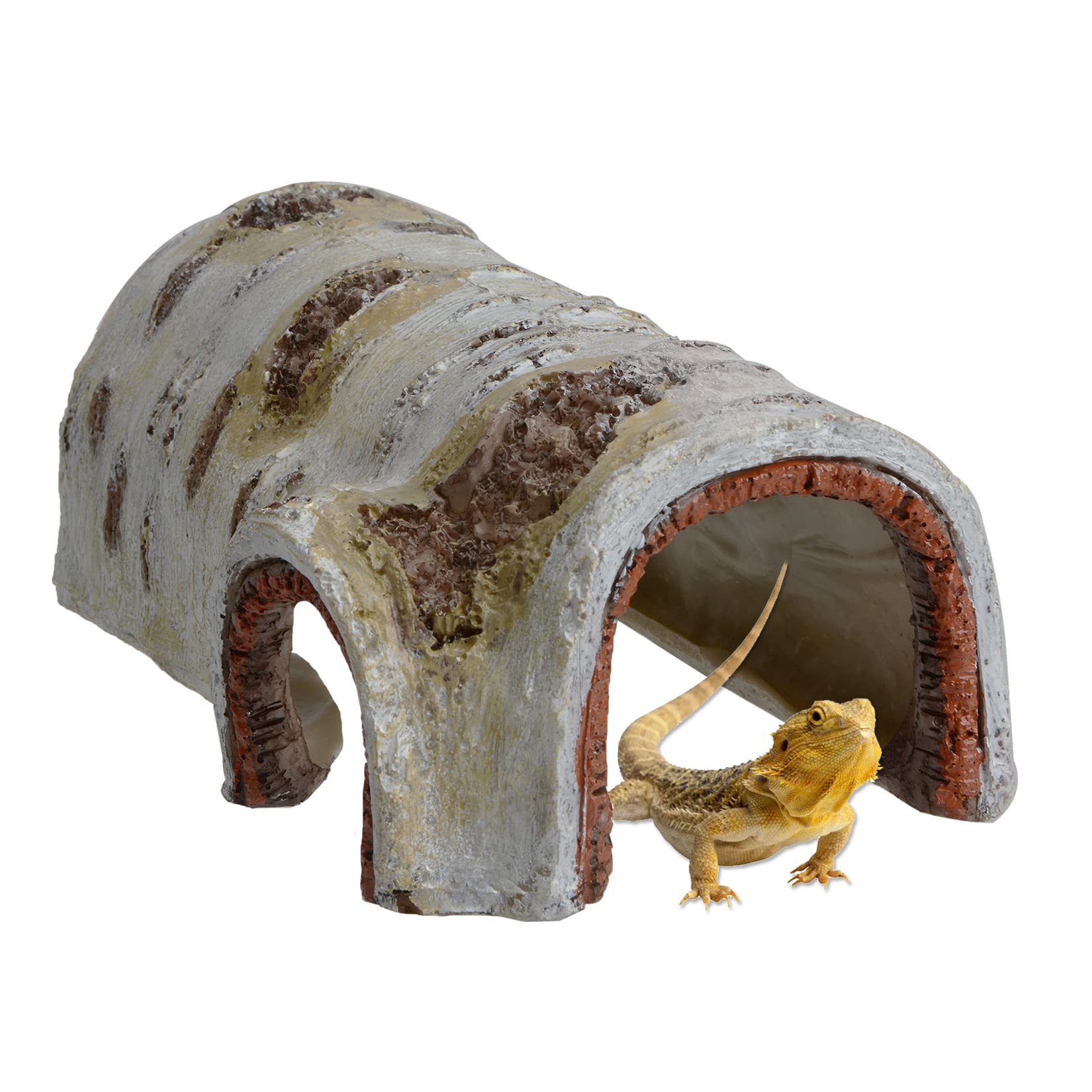 ANMOO Axolotl Reptile Hideout, Non-Toxic Tree Trunk Cave, Natural Aquarium Decor for Axolotl, Lizard, Frogs & Amphibians