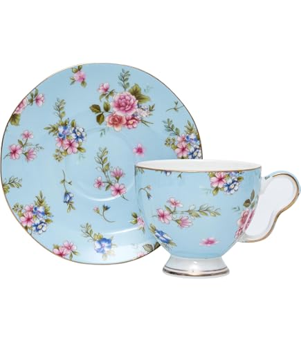 Mini Espresso Cups Mini Teacup & Saucer Set - 3oz Porcelain Espresso Cups  With Lemon & Butterfly Design 6oz Coffee Cups