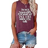 YITAN Women Funny Graphic Tank Top I AM NOT Sleeveless Tees