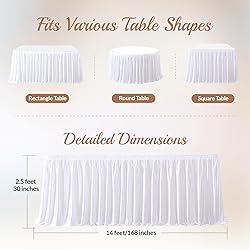 14ft Length Glitter White Table Skirt Rectangle