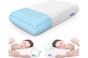 CushZone Memory Foam Pillows for Sleeping, Cooling Pillow with Removable and Machine Washable Cover, Bed Pillow for Side, Back and Stomach Sleepers, Queen Size (1 Pack)