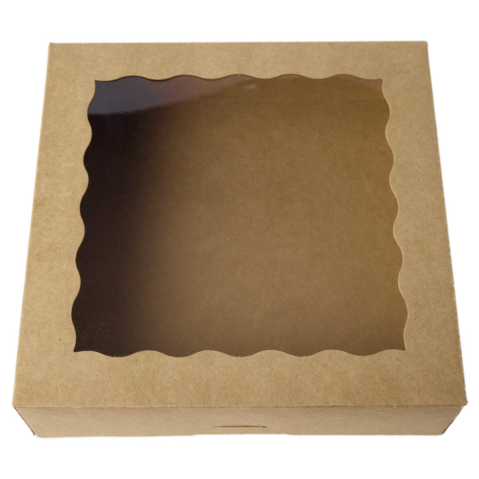 Photo 1 of ONE MORE 12inch Kraft Bakery Cookie Boxes, 12x12x2.5inch Large Pie Boxes with PVC Window Natural Disposable Box for Cookie, Pack of 12