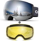 Odoland Frameless OTG Ski Goggles with Detachable Magnetic Lens Anti-Fog UV400