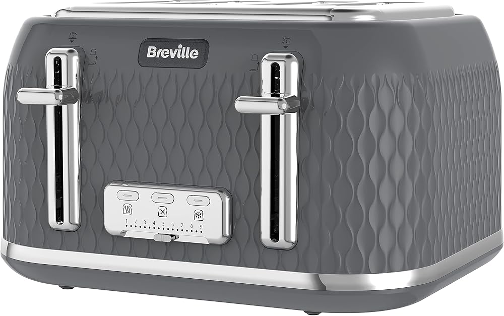 Breville Curve 4 Slice Toaster High Lift Wide Slots Grey Chrome VTR013