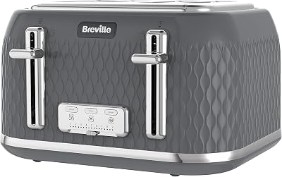 Breville Curve 4 Slice Toaster High Lift Wide Slots Grey Chrome VTR013