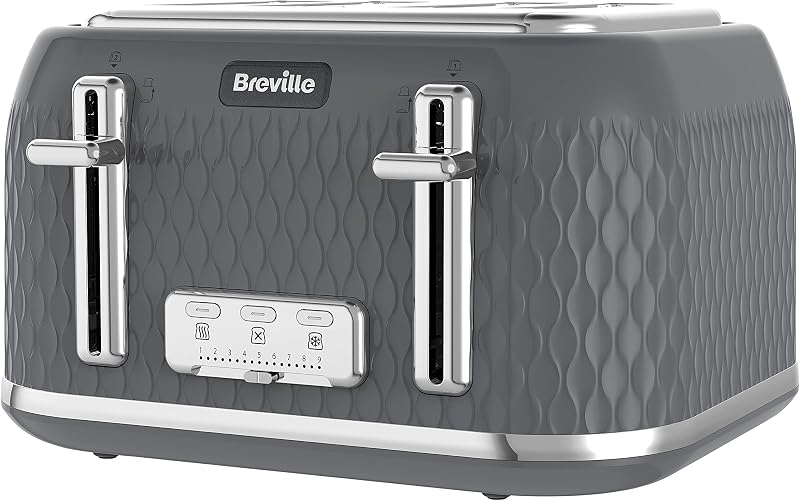 Breville Curve 4 Slice Toaster High Lift Wide Slots Grey Chrome VTR013
