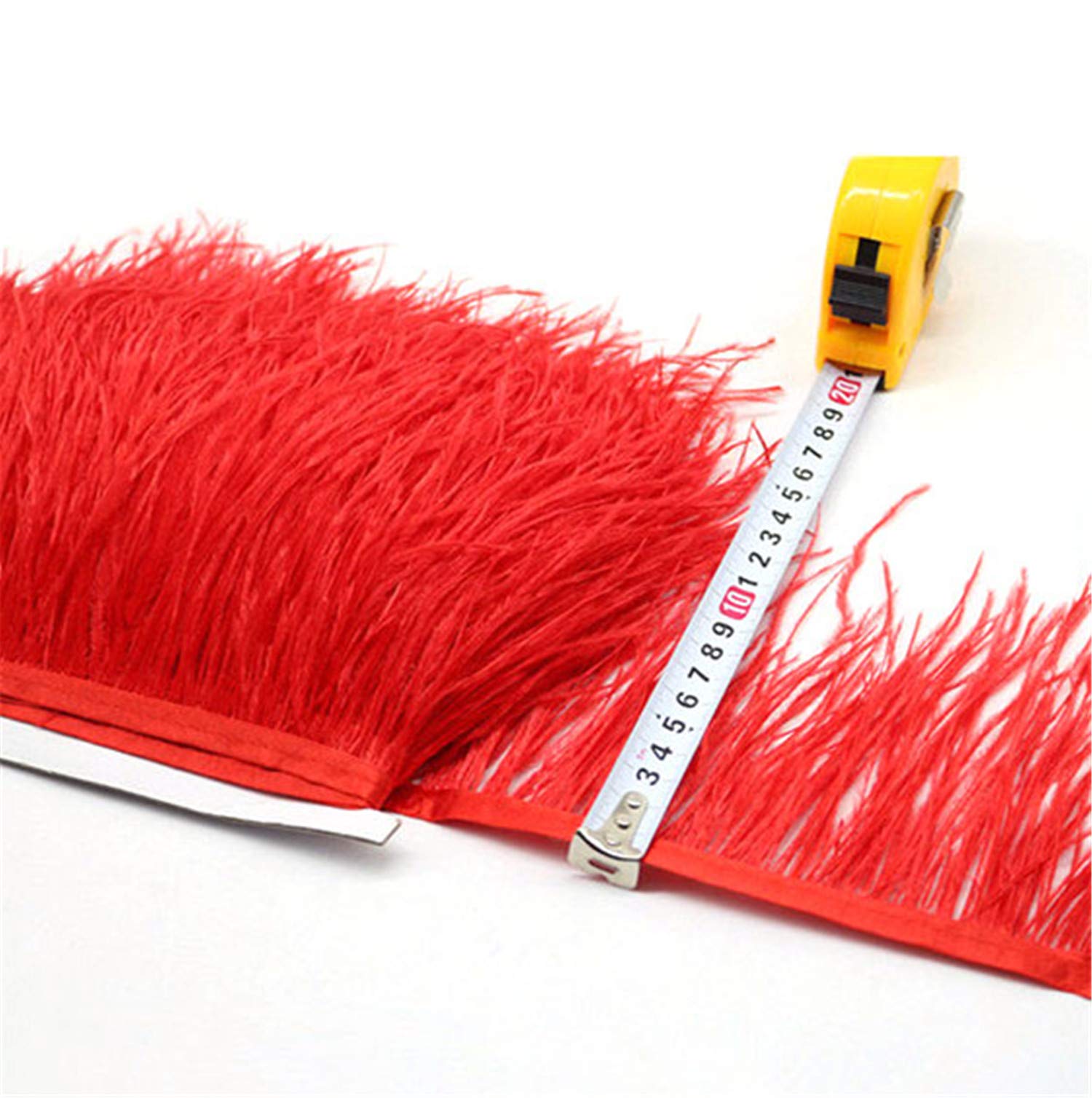 36 Colours Quality Ostrich Feather Trimming Fringe for Millinery Craft Dress Making (Red,2 Meters)