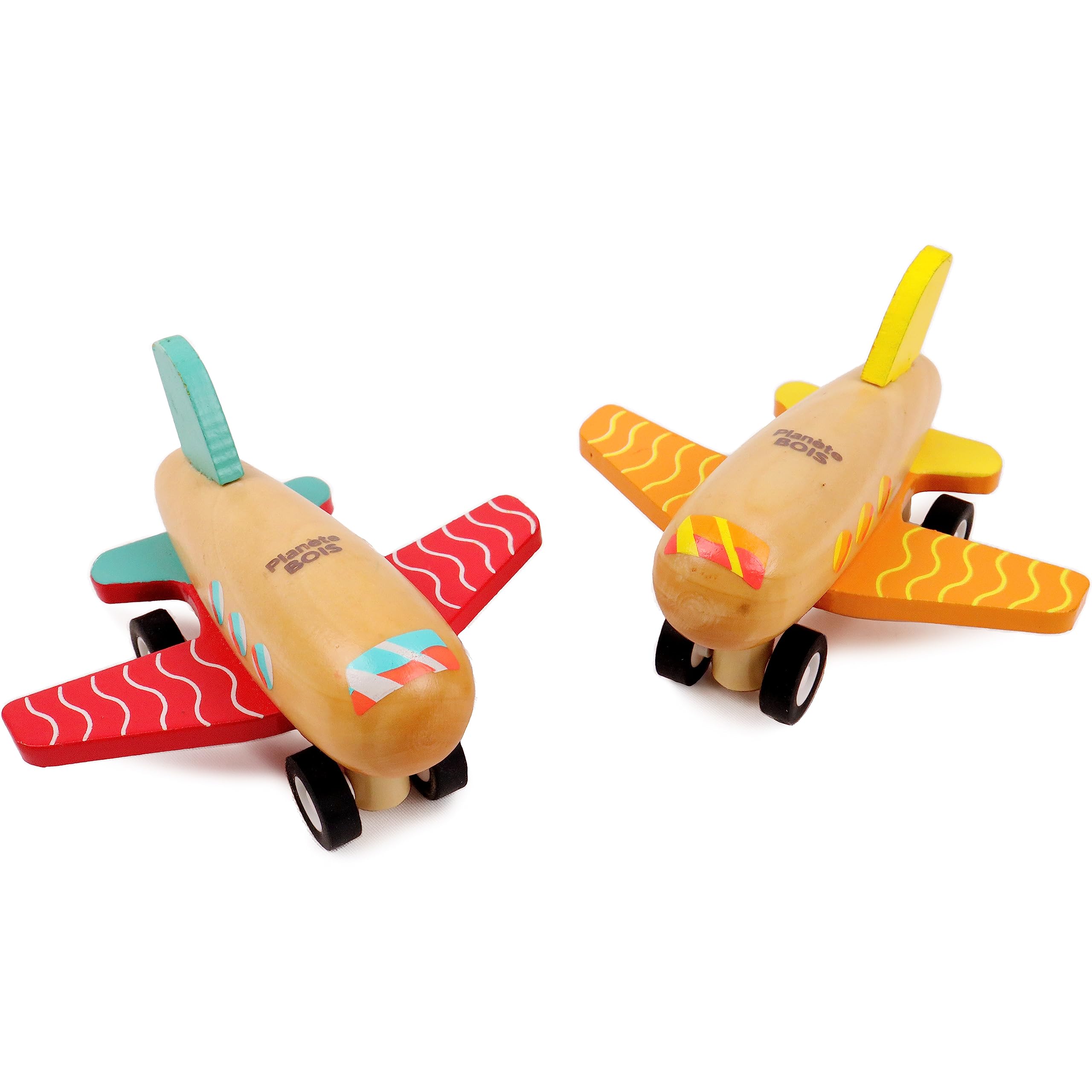 PLANÈTE BOIS 030144A Retro Friction Plane 10 cm Wood Vehicle Random Model From 18 Months