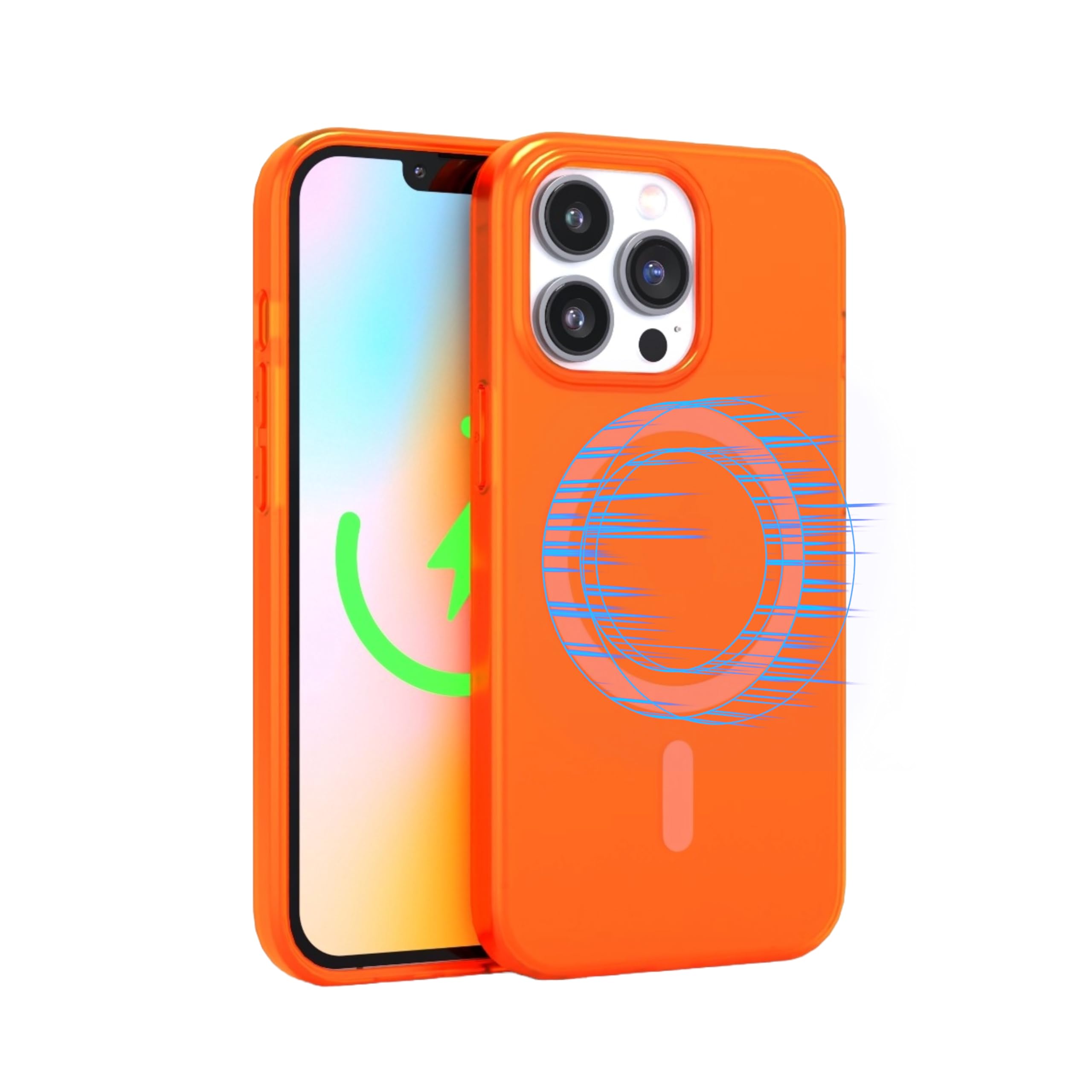 FELONY CASE - Neon Orange Crystal Clear Phone Cover for iPhone 15 Pro Max, Compatible with MagSafe - 360° Shockproof Protective Cases Designed for Apple iPhone 15 Pro Max — image 1
