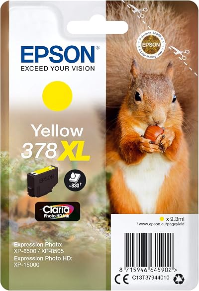 Epson 378XL Yellow High Yield Claria Photo HD Ink Cartridge Genuine