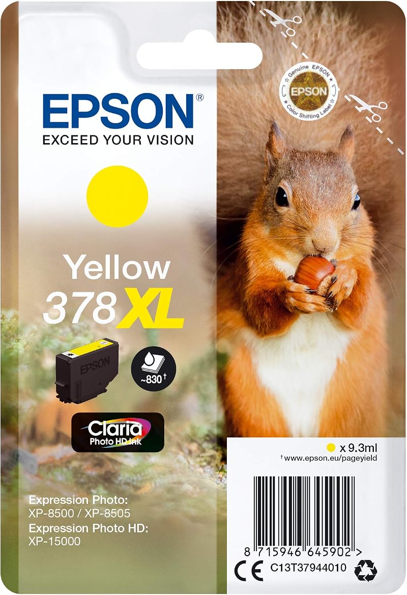 Epson 378XL Yellow High Yield Claria Photo HD Ink Cartridge Genuine