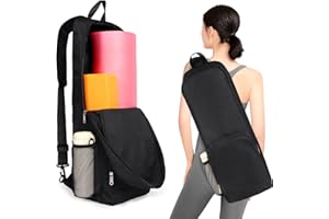 Tangoner Yoga Mat Bag Carrier Side Mesh Zipper Pocket Exterior Wet Compartment Lightweight Waterproof Yoga Bag for Mat