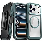Designed for iPhone 17 Pro Max Case with Belt Clip Holster, Kickstand Slim Cover Compatible with Magsafe Chargers - Phone Case for iPhone 17 Pro Max - Green