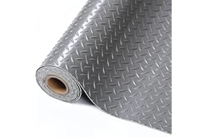 OJOYME 8.2 x 20 Feet Garage Floor Mats, Thickened Diamond Plate PVC Garage Floor Mats, Underfloor Mats, Large SUV, MPV, Pickup Truck Garage Parking Mats, 1 Piece Set
