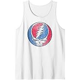 Mens Grateful Dead Distressed Steal Your Face Logo Vintage Band Tank Top