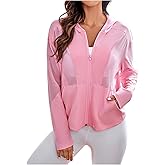 GORGLITTER Women's Zip Up Jackets Lightweight Mesh Long Sleeve Workout Gym Jacket Fishnet Aesthetic Track Hoodies