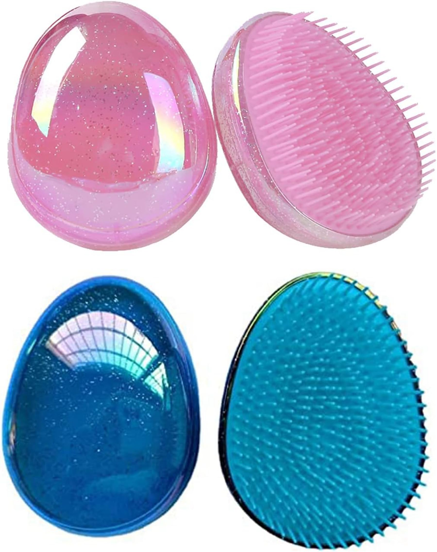 VinBee Detangler Hair Brush Detangling Hair Extension Brush for Women, Girls and Kids childrens Mini Compact Hair Brush Comb Wet Dry knot Long Hair-Blue and Pink 2Pc Set