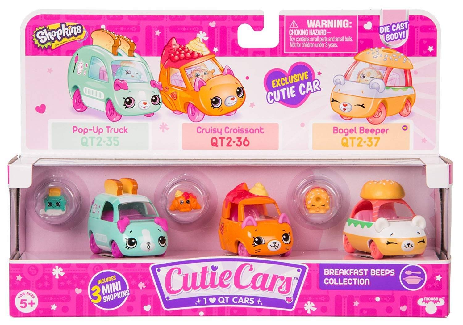 Shopkins 56741 Cutie Car S2 3 Pack-Asst 4 Collectible, Pink/Orange, 2.28'' x 1.3'' x 1.57''