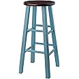 Winsome Wood Ivy Bar Stool, Rustic Light Blue and Walnut, 29"
