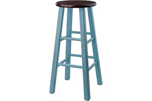 Winsome Wood Ivy Bar Stool, Rustic Light Blue and Walnut, 29"