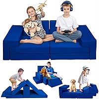 WENRENER Modular Kids Play Couch, 2025 Premium Modular Kids Play Couch for Toddler Child, Kid Foam Sofa for Bedroom Playroom Toyroom, Prefect Gift for Creative Girls & Boys (Blue)