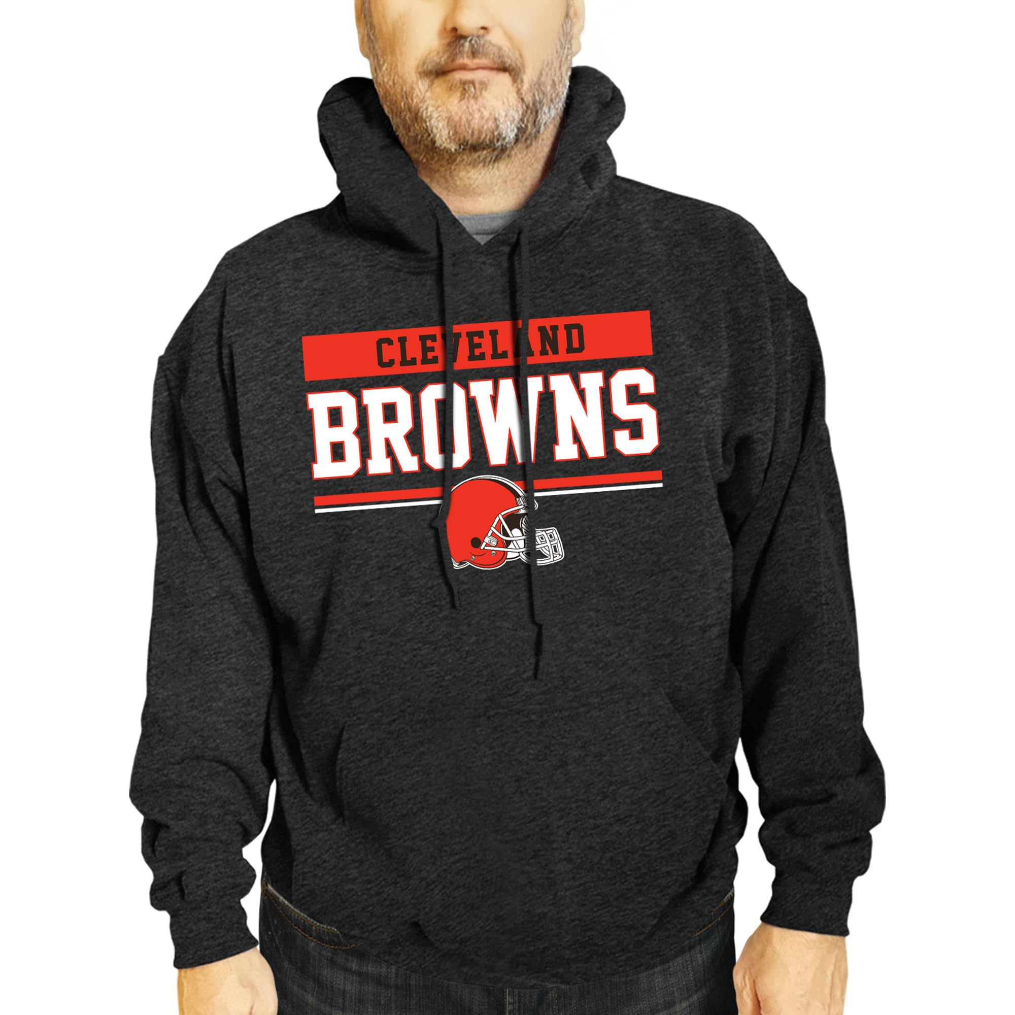 Team Fan Apparel NFL Adult Gameday Charcoal Hooded Sweatshirt - Cotton & Polyester - Stay Warm & Represent Your Team in Style (Cleveland Browns - Charcoal, Small) Image