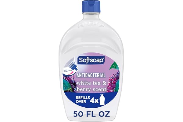 Softsoap Antibacterial Hand Soap Refill, White Tea & Berry Scent, 50 fl oz | Liquid, Paraben-Free, Phthalate-Free, Washes Awa