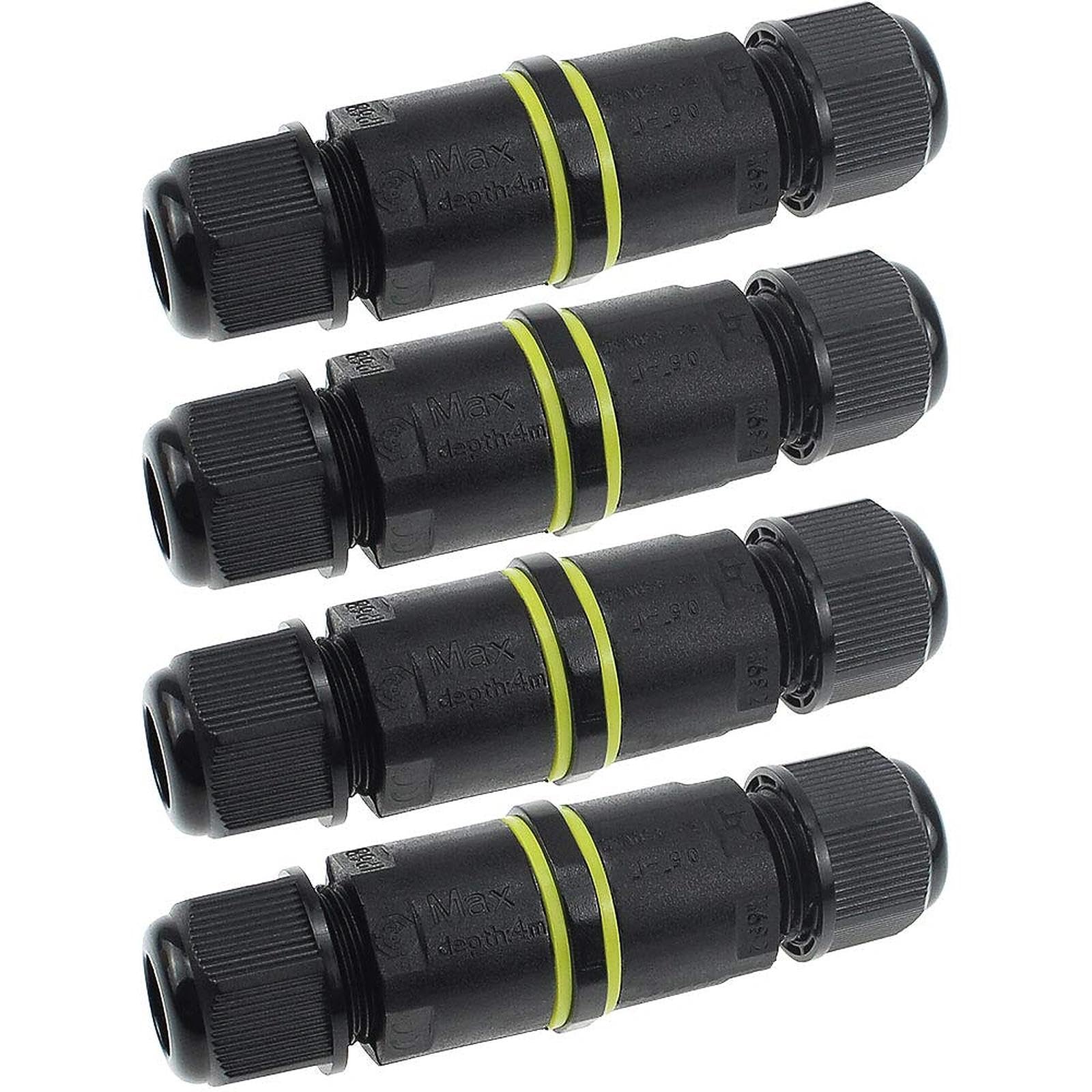 TXErfolg Waterproof Junction Box Outdoor Cable Connector, IP68 Connector External Sleeve Coupler 3-core Outdoor Connector for Max Ø4mm - 8 mm Cable Diameter (4 PCS)