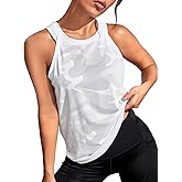 OYOANGLE Women's Camo Print Sleeveless Workout Shirts Exercise Running Tank Tops Active Gym Yoga Tank Top