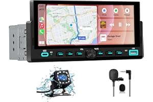 Pyniro Single Din Car Stereo with 6.86" IPS Touchscreen, Wireless CarPlay & Android Auto, Backup Camera, Bluetooth, External 