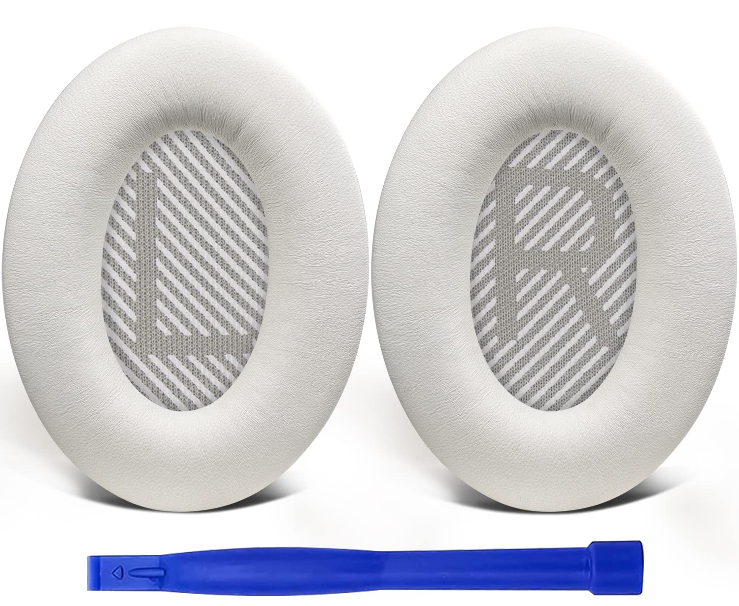 SoloWIT Lambskin Replacement Earpads Cushions for Bose QuietComfort 35 (QC35) & Quiet Comfort 35 II (QC35 ii) Headphones, Ear Pads with Noise Isolation Foam, Added Thickness - Brilliant White