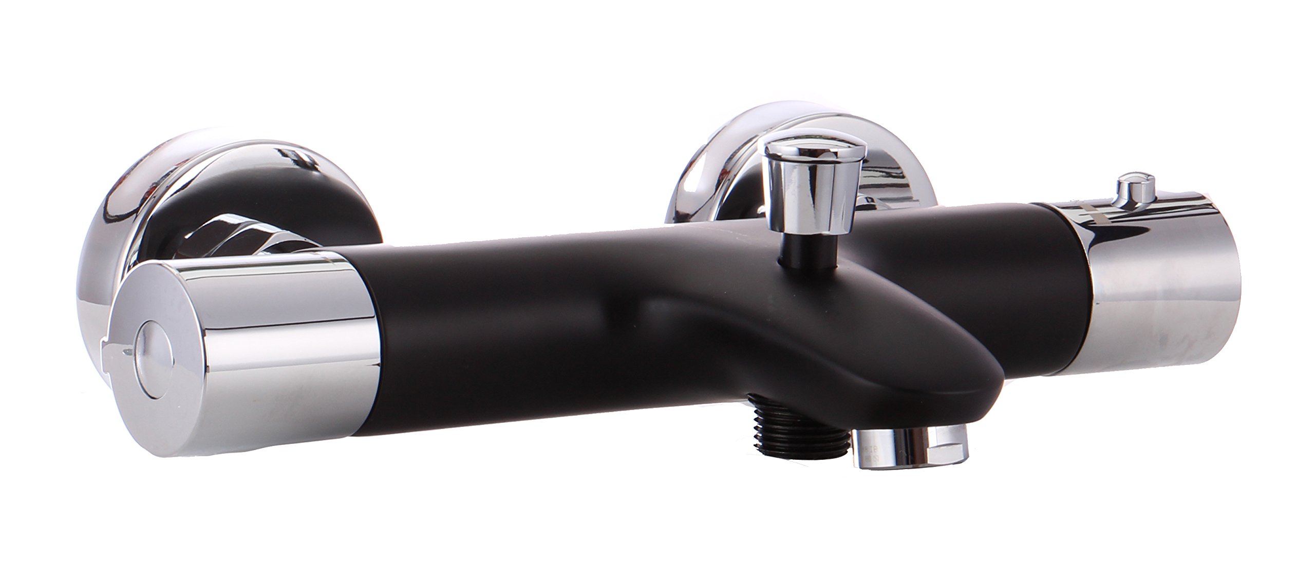 Grünblatt Black/Chrome Thermostatic Bathroom Fitting Bath Fitting Tap