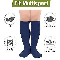 Zando 4 Pairs Soccer Socks Youth Girls Black Knee