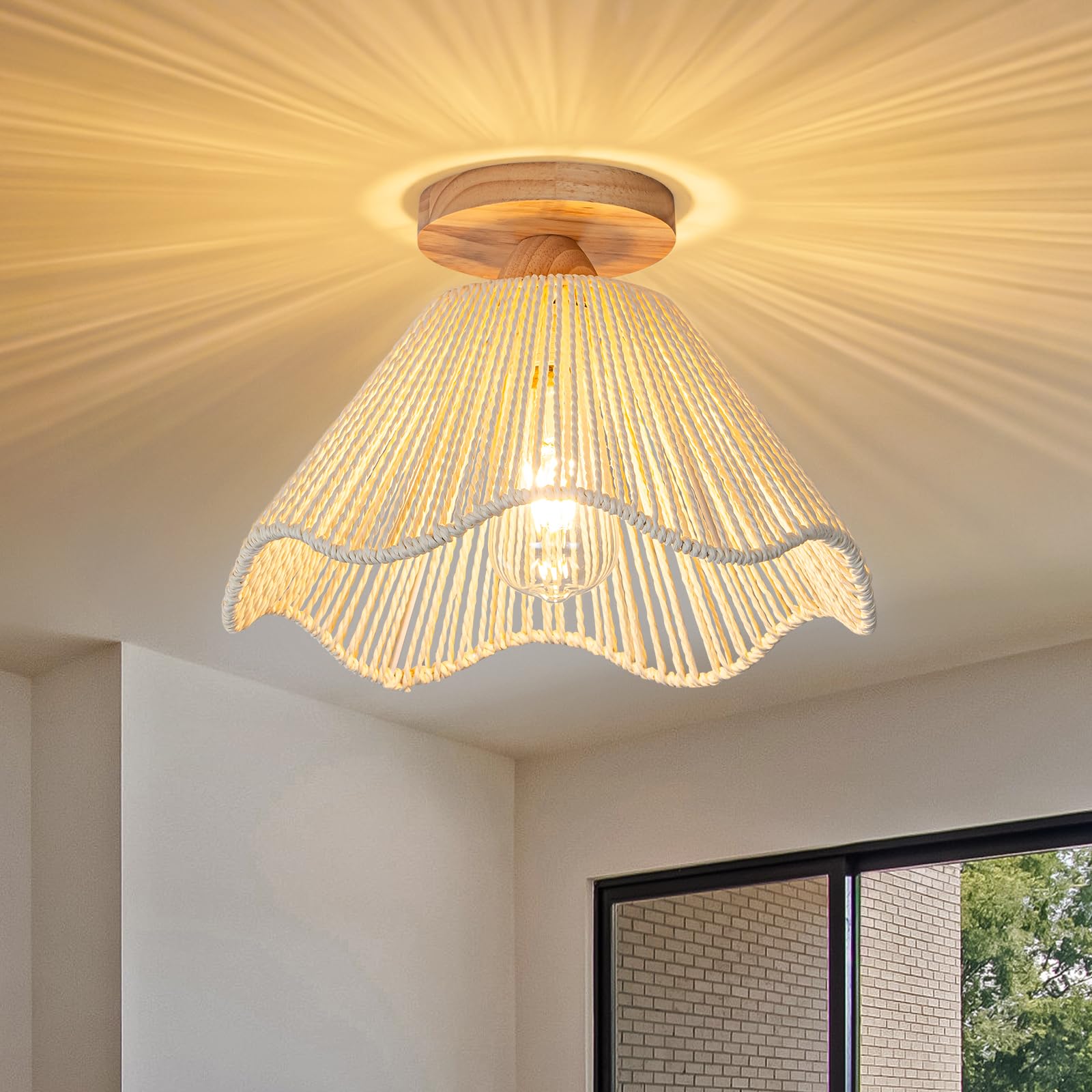 Zswanbei D12.5 Inch Boho Light Fixtures Flush Mount
