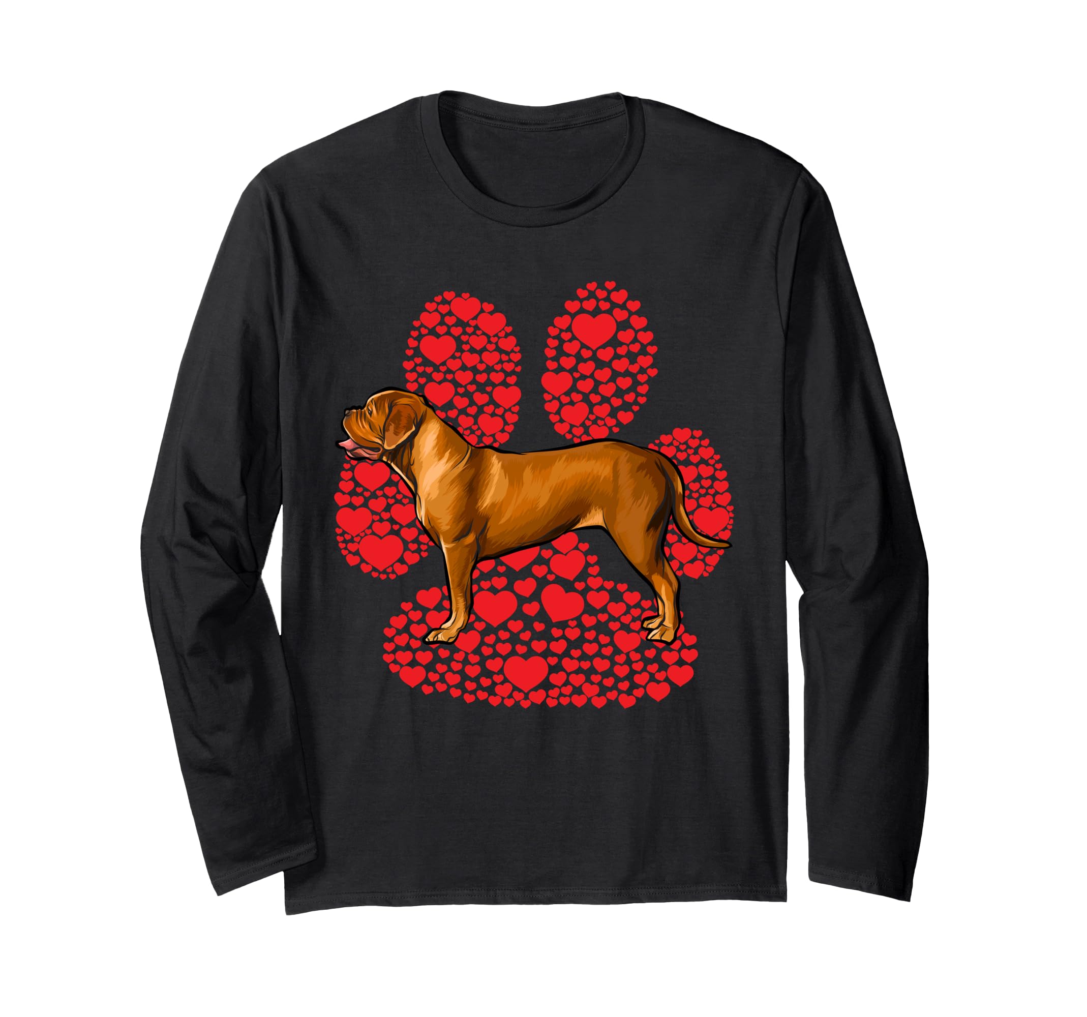 Dogues de Bordeaux Valentines Day Dog Love Paw Long Sleeve T-Shirt