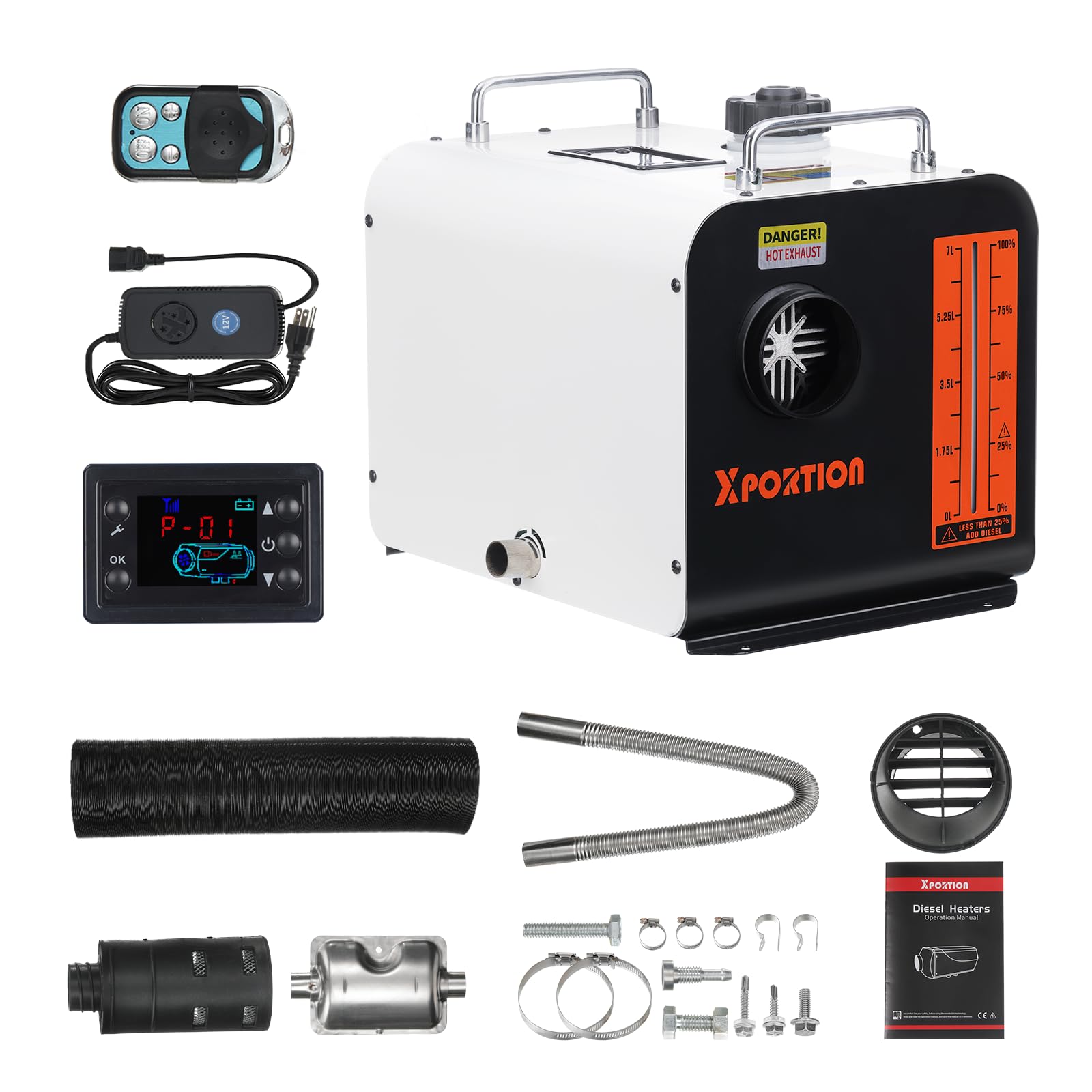 Photo 1 of XPORTION Diesel Heater 8.3KW, Portable Black Diesel Air Heater 12V/24V/110V, All-in-One Diesel Heater with Remote and LCD Panel Control for Cars, Trucks, RVs, and Indoor Use