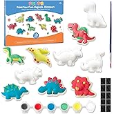 Funto Dinosaur Painting Kit for Kids, Paint Your Own Figurines with Magnet, 27 PCS Crafts Set, Ceramics to Paint, STEAM Proje