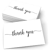 321Done Thank You Note Cards (Set of 50) White, Large 4” x 6” Blank on Back - Made in USA, Cute Modern Script Thick Card Stock Perfect for Small Business Gift Notes Product Insert Thanks